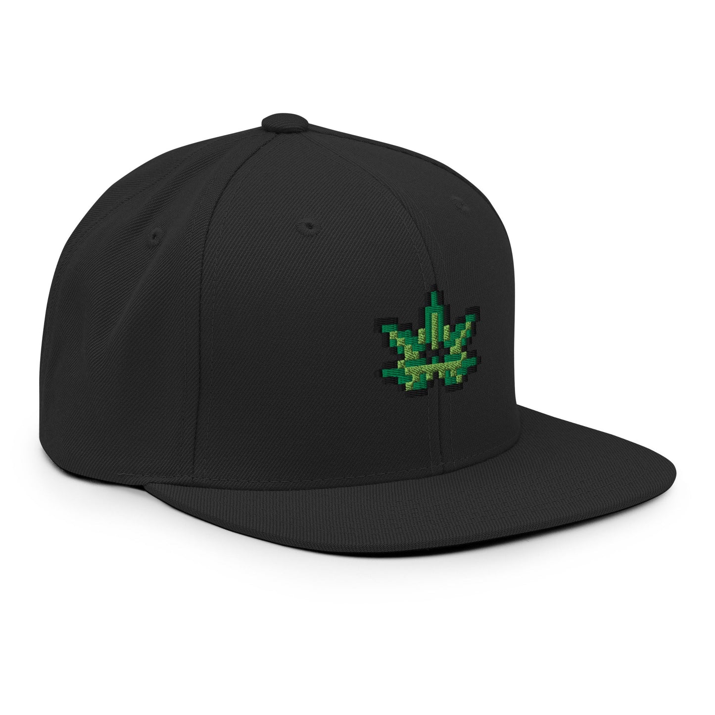 Pixel Cannabis Leaf embroidery snapback hat - Pixitement