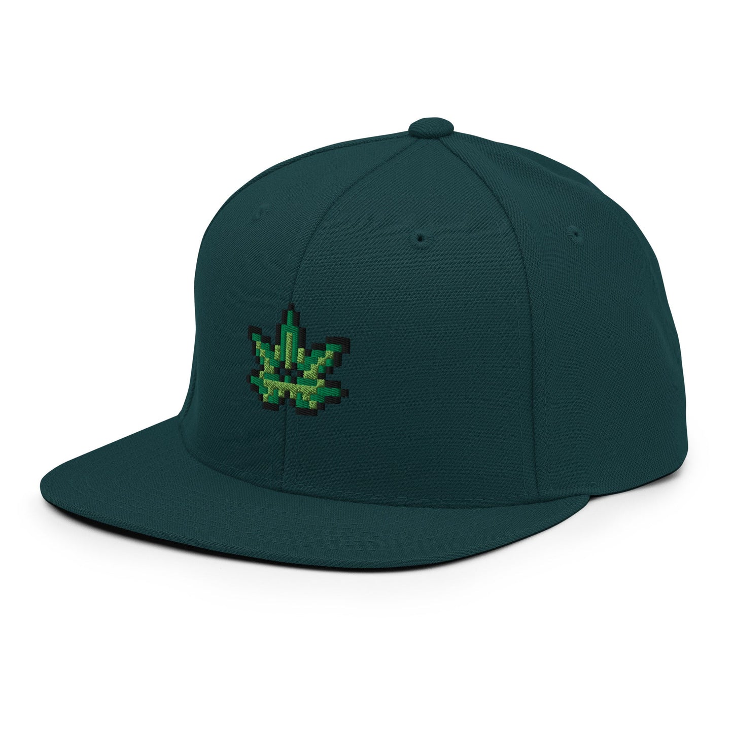 Pixel Cannabis Leaf embroidery snapback hat - Pixitement