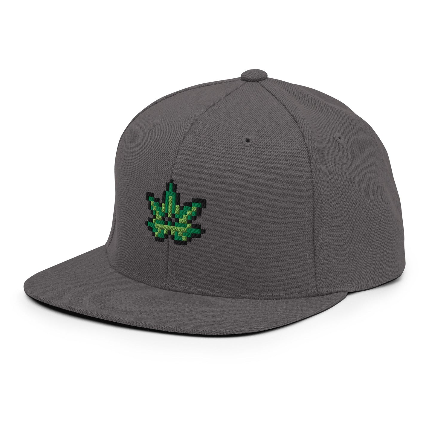 Pixel Cannabis Leaf embroidery snapback hat - Pixitement