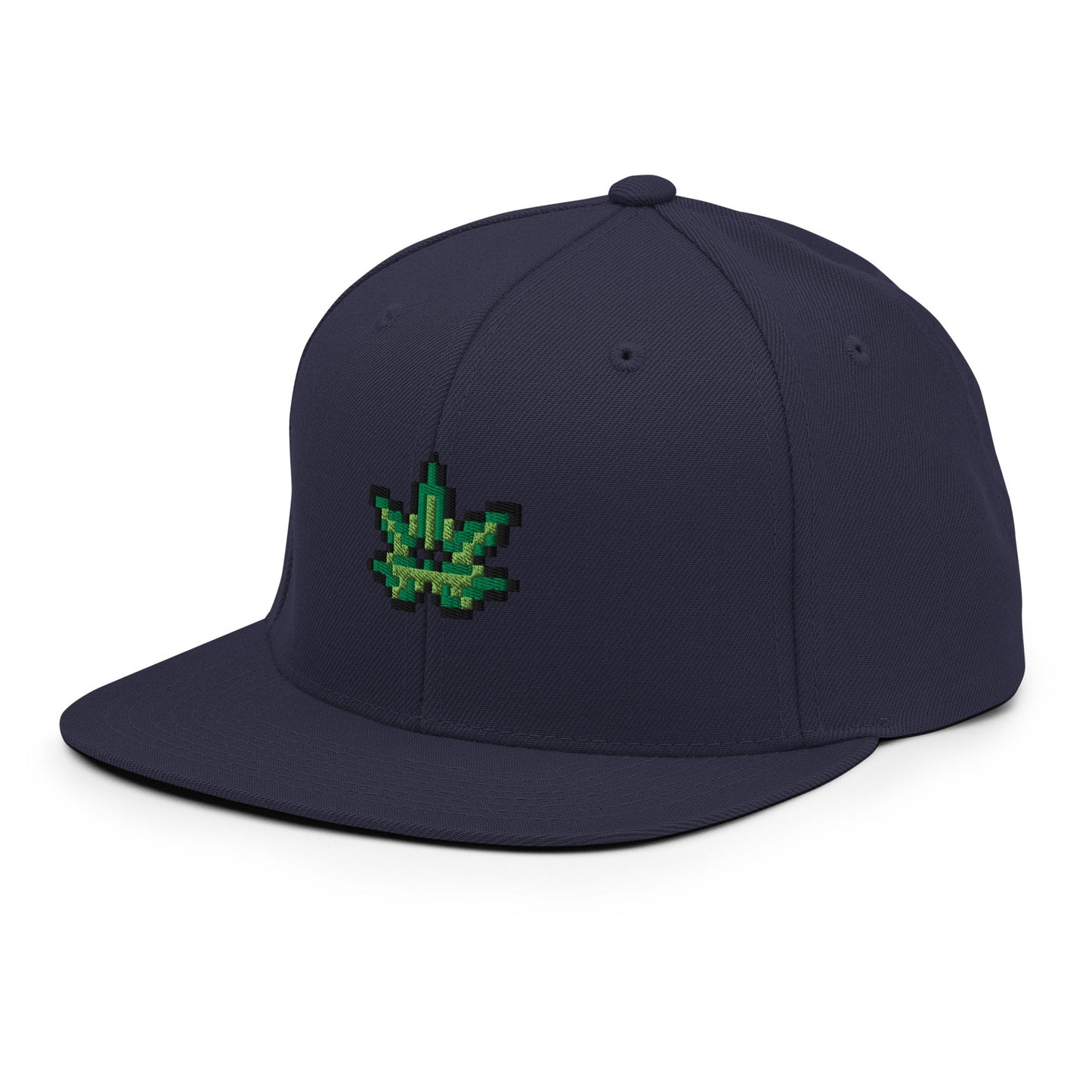 Pixel Cannabis Leaf embroidery snapback hat - Pixitement