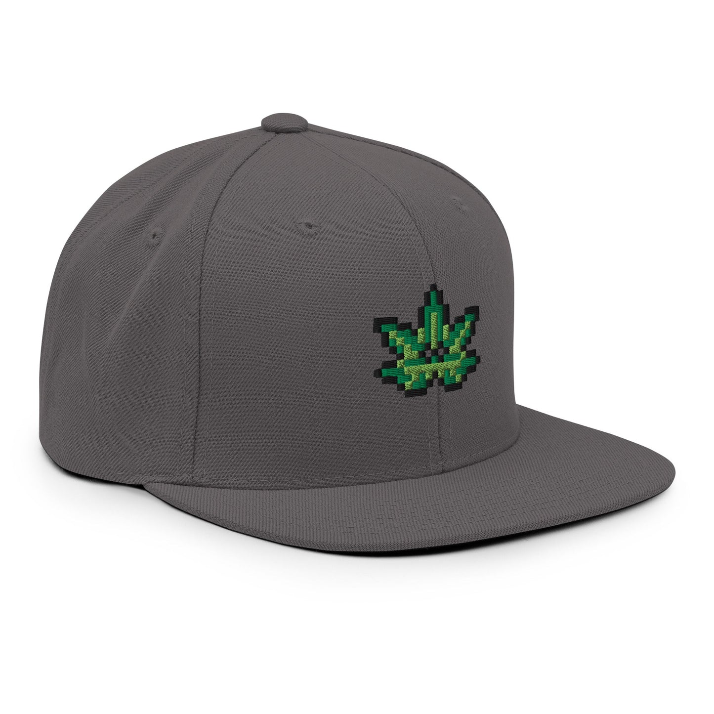 Pixel Cannabis Leaf embroidery snapback hat - Pixitement