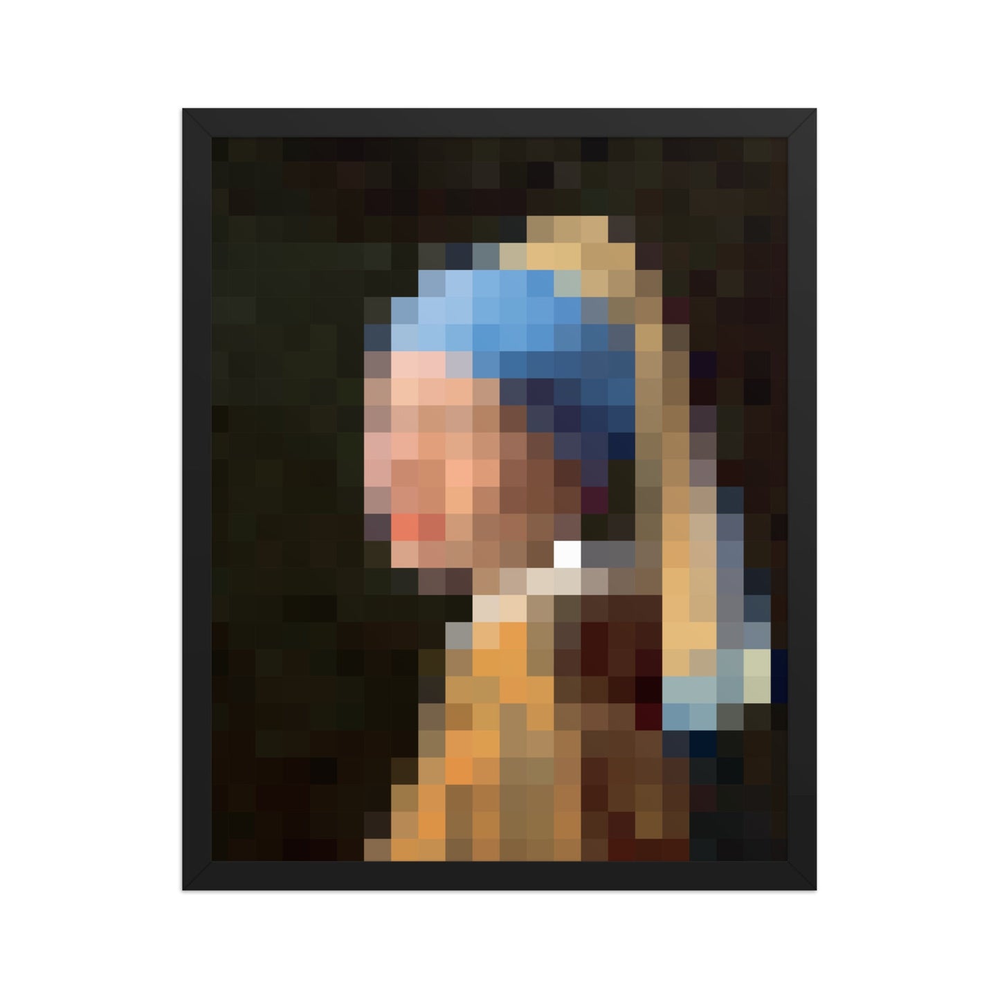 Pixel Girl With A Pearl Earring Framed poster - Pixitement