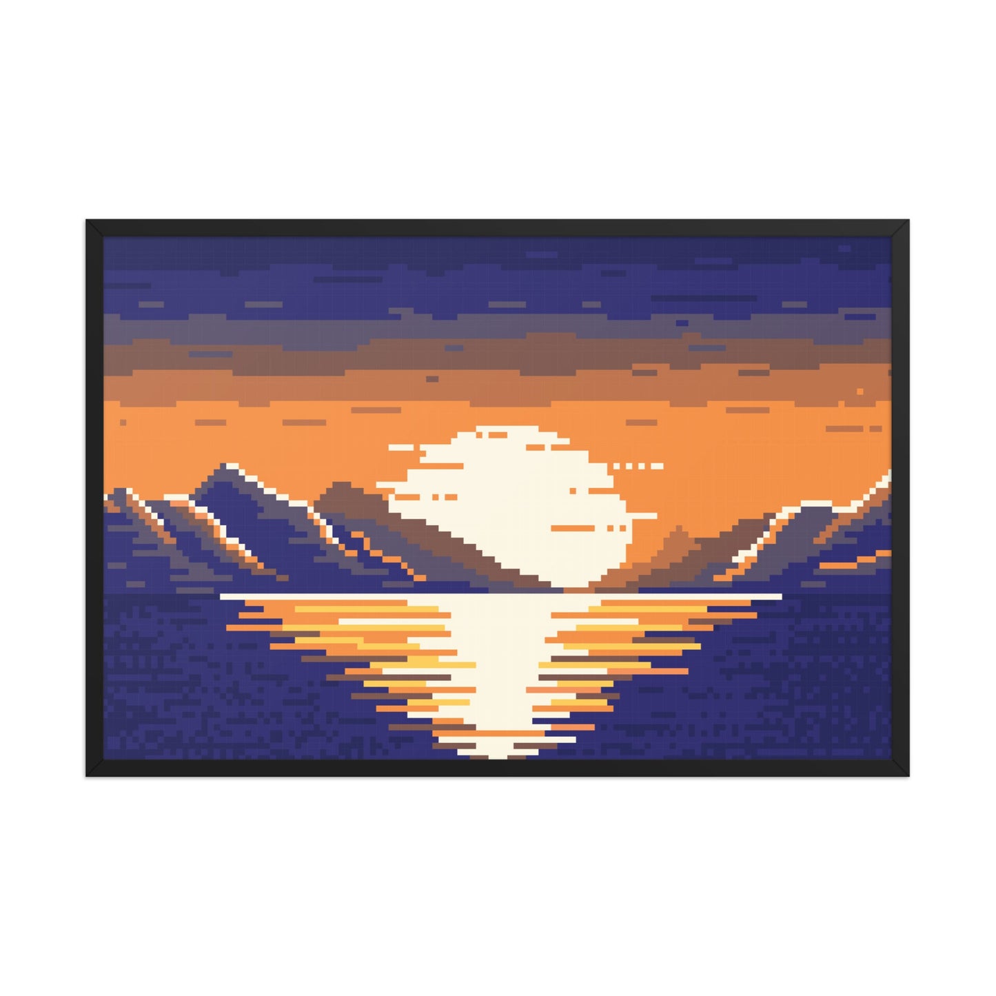 Pixel Sunset Landscape Framed poster - Pixitement