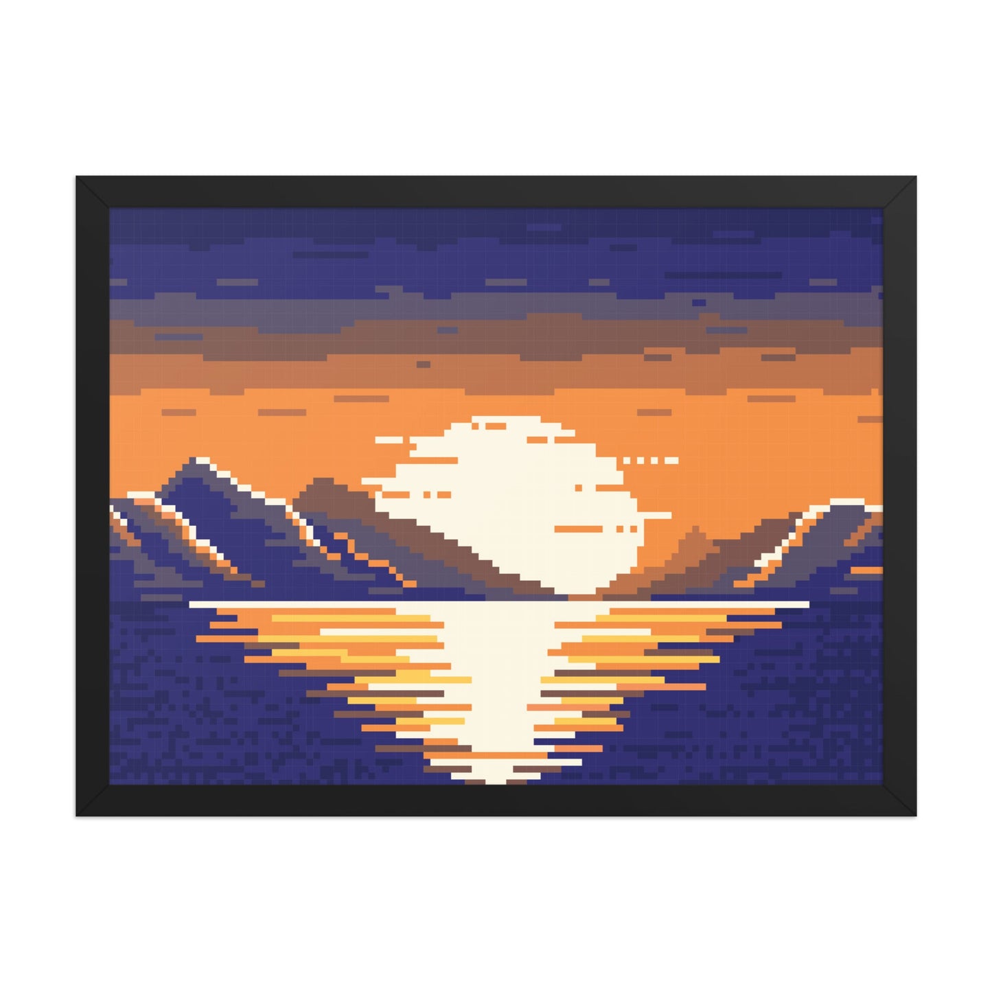 Pixel Sunset Landscape Framed poster - Pixitement
