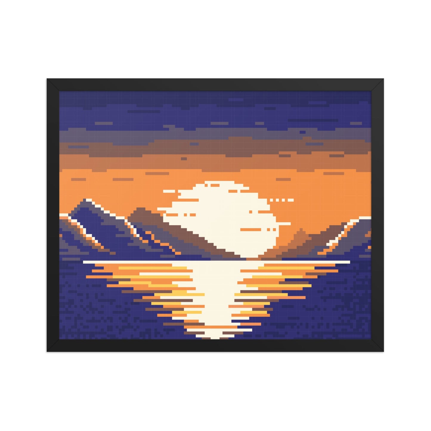 Pixel Sunset Landscape Framed poster - Pixitement