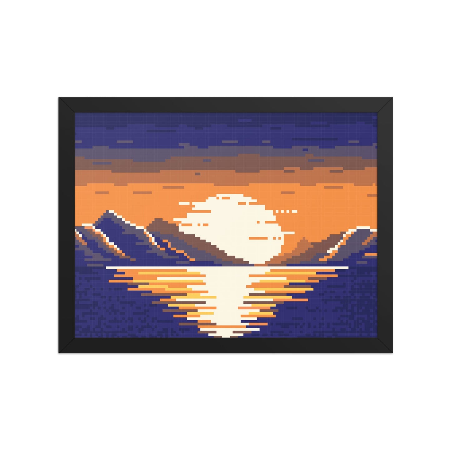Pixel Sunset Landscape Framed poster - Pixitement