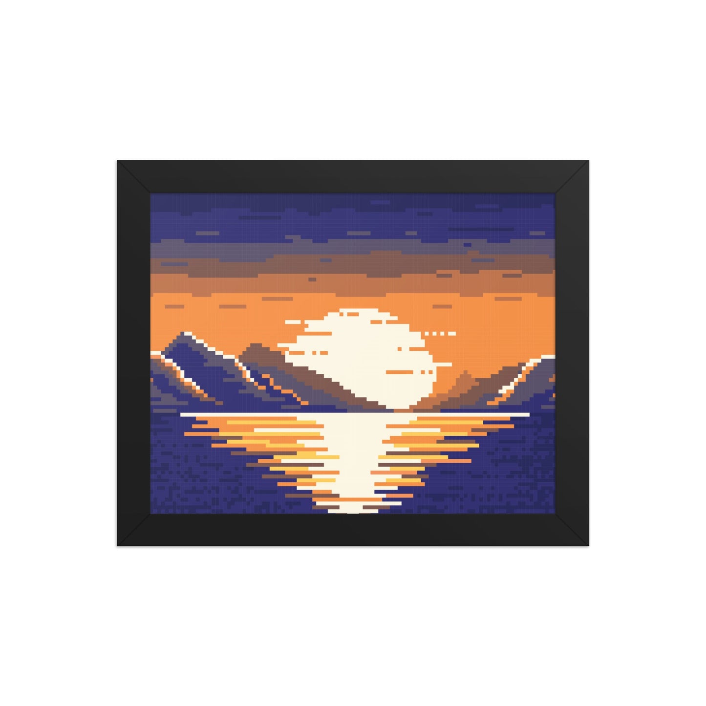 Pixel Sunset Landscape Framed poster - Pixitement
