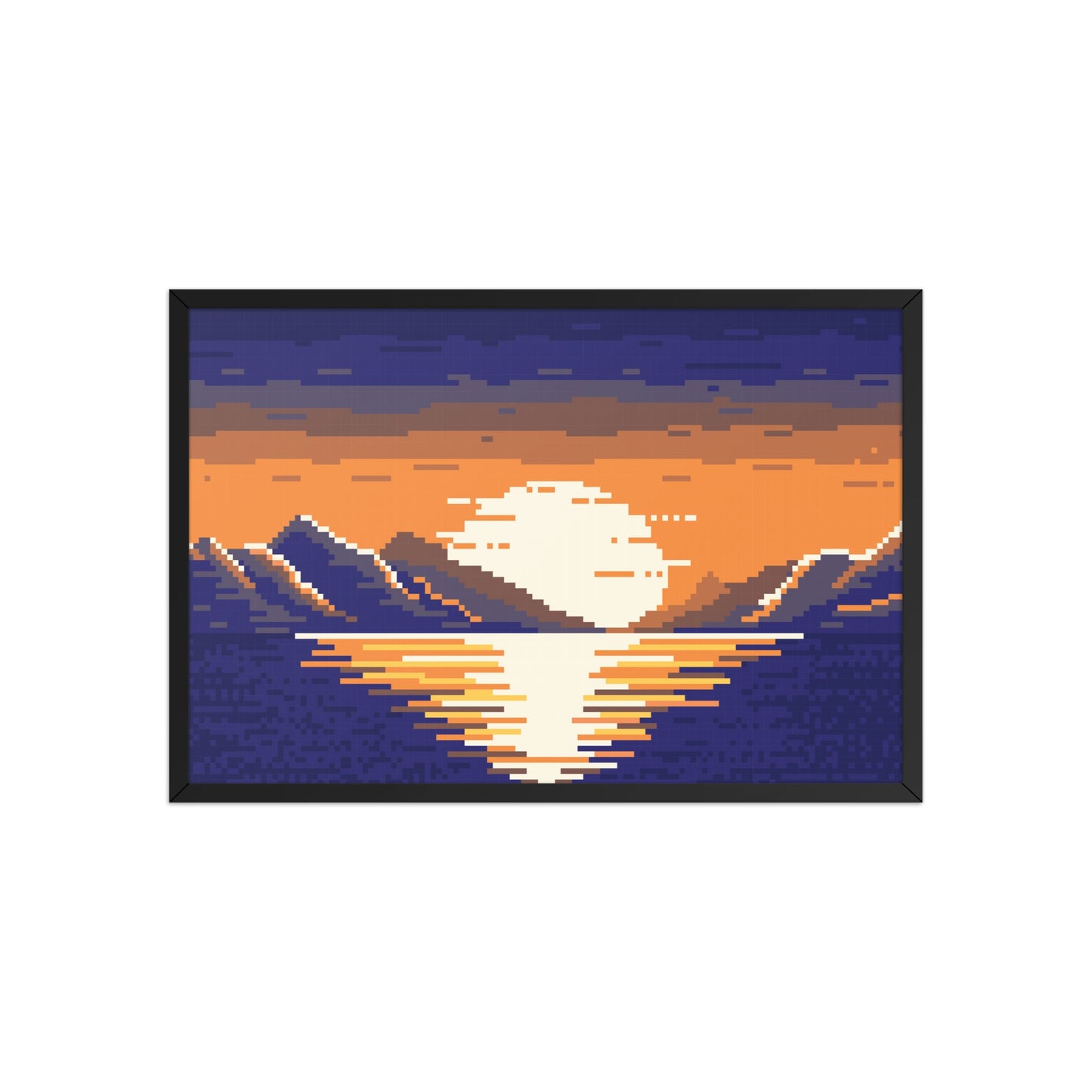 Pixel Sunset Landscape Framed poster - Pixitement