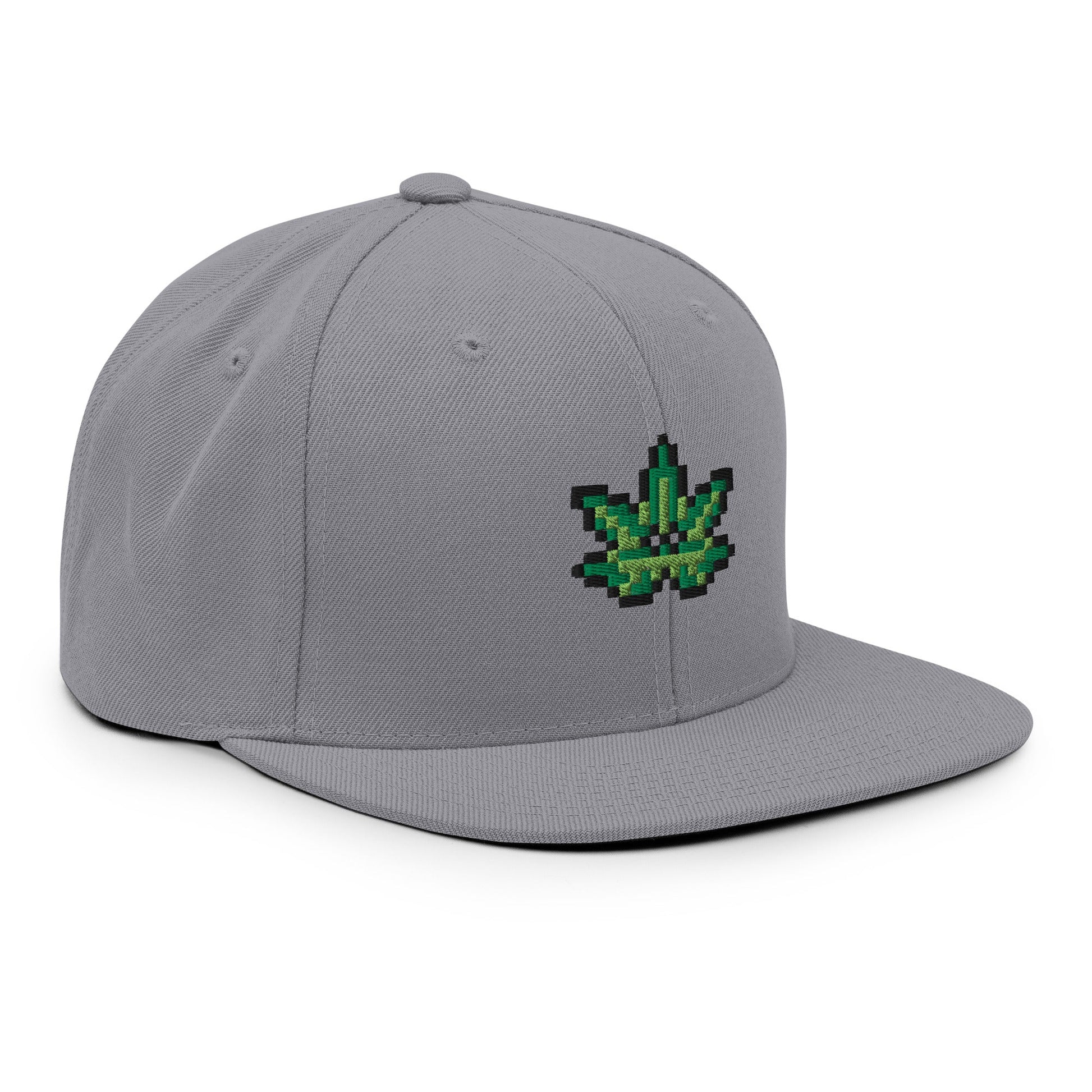 Pixel Cannabis Leaf embroidery snapback hat - Pixitement