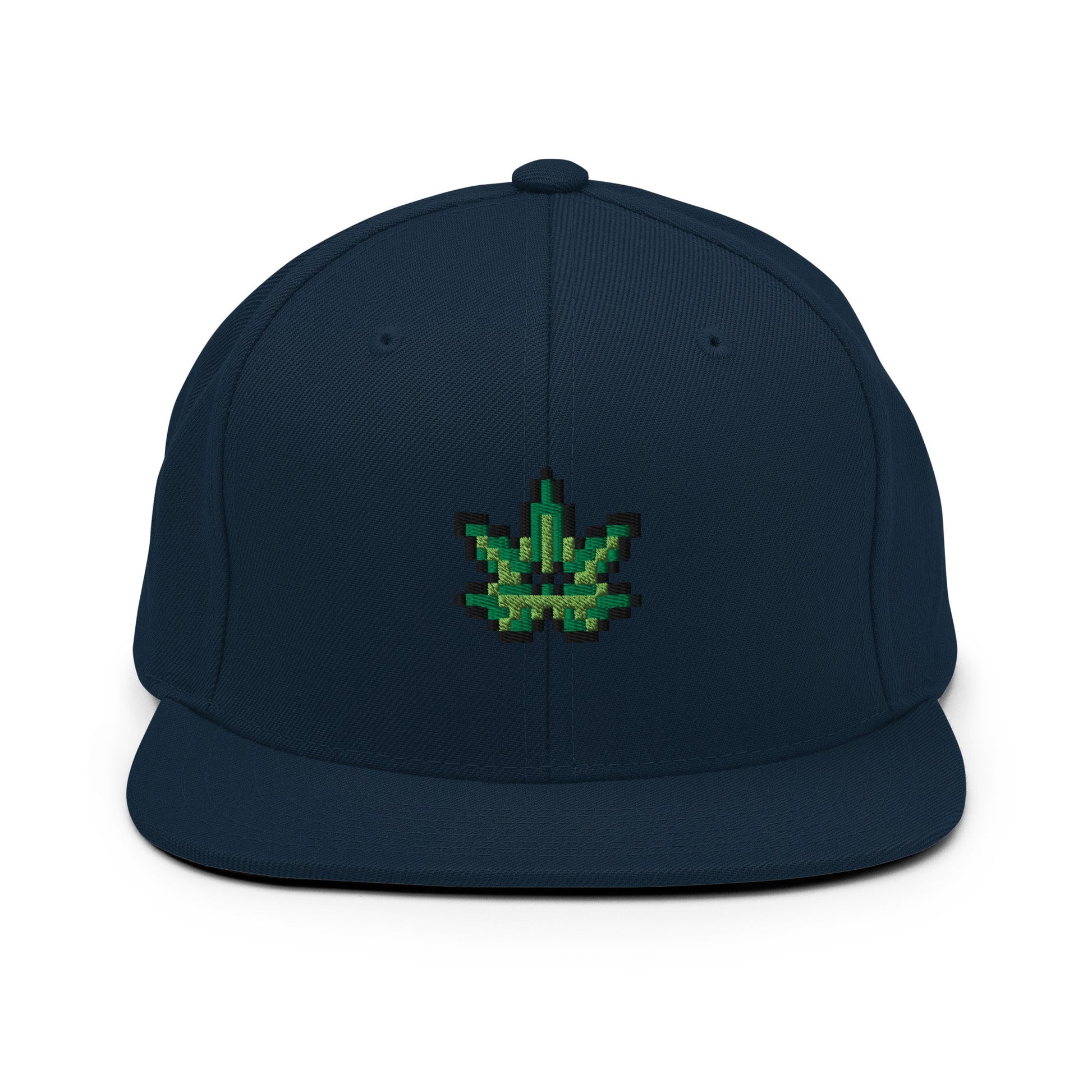Pixel Cannabis Leaf embroidery snapback hat - Pixitement