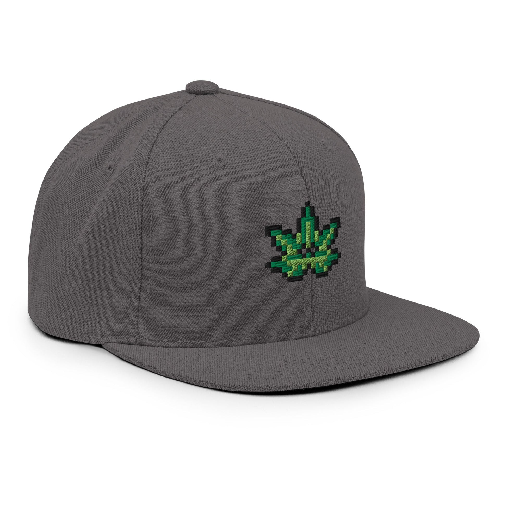 Pixel Cannabis Leaf embroidery snapback hat - Pixitement