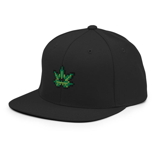 Pixel Cannabis Leaf embroidery snapback hat - Pixitement