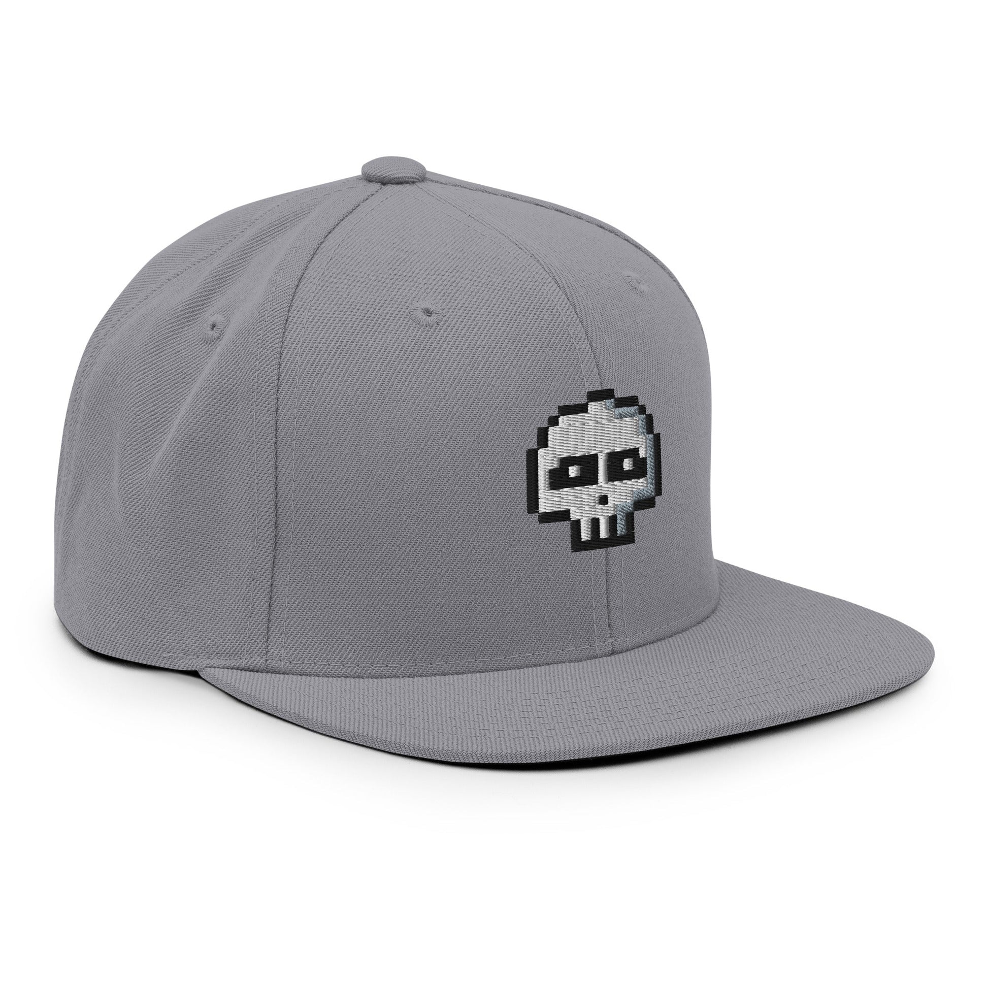 Pixel Skull embroidery snapback hat - Pixitement